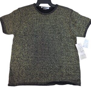 90s Retro Carly Blake Medium Metallic Knit Short Sleeve Top USA Deadstock New